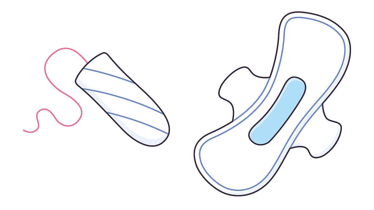 ein Tampon und eine Binde. © stock.adobe.com / ghrzuzudu
