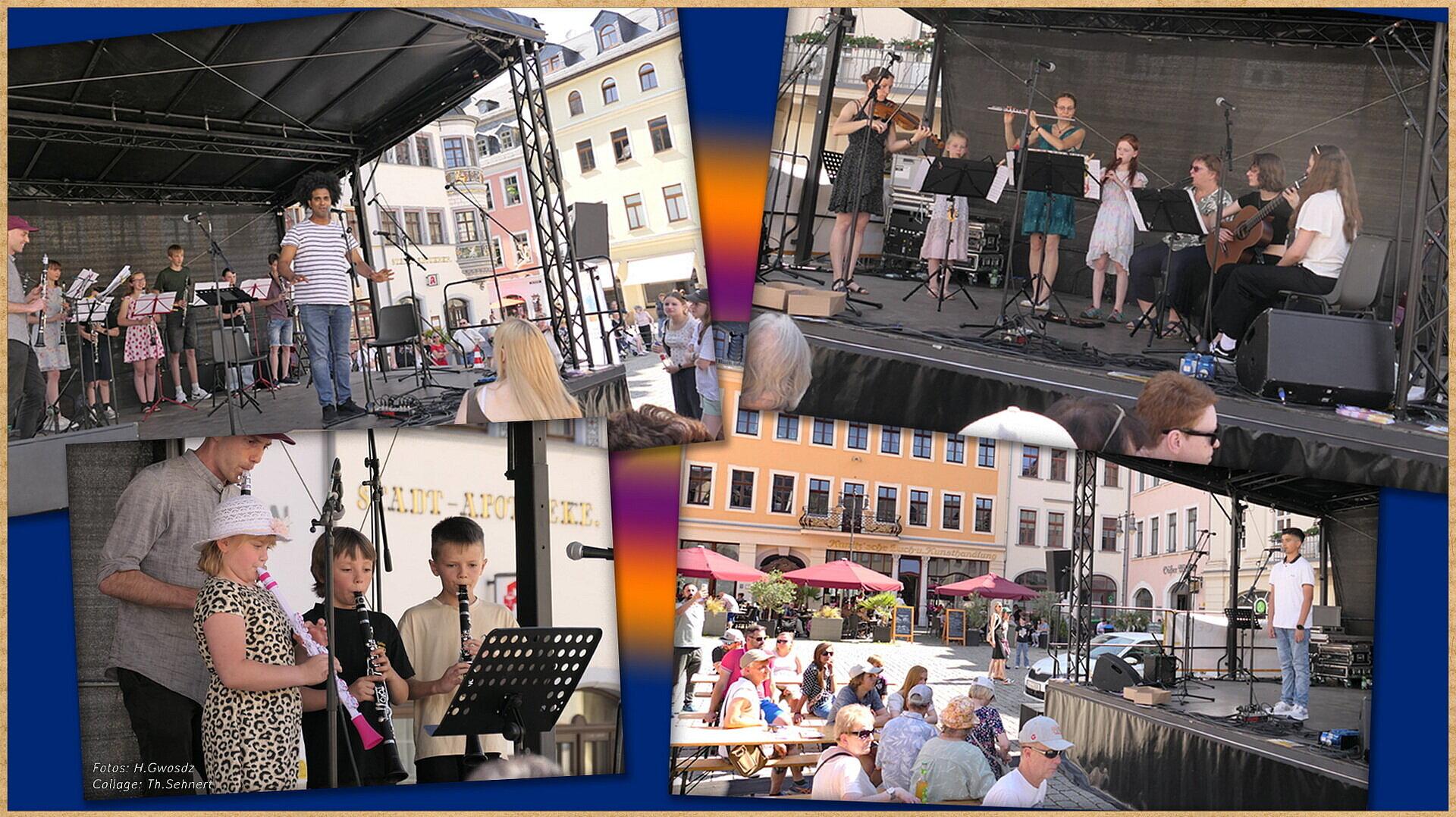 Bildcollage Musikschule zur Fete la musique 2025. © Stadt Gera / H.Gwosdz
