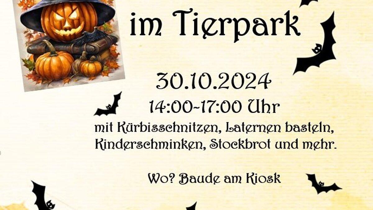 Plakat für eine Halloween Veranstaltung im Tierpark.