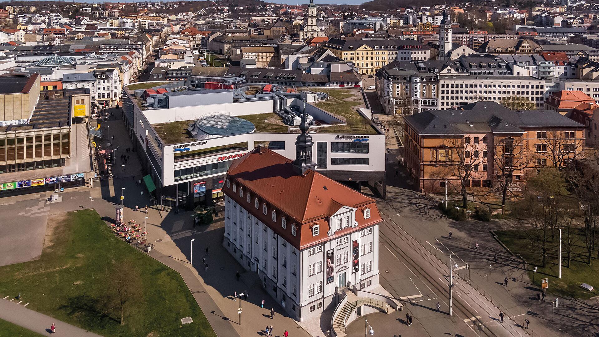 Luftbild des Stadtmuseums Gera