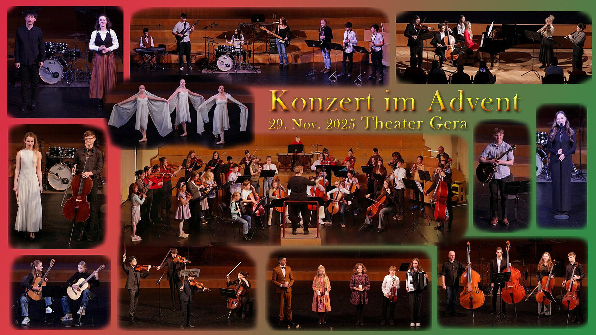 Alle Beiträge des Konzertes im Advent 2025 auf einem Bild. © Stadt Gera / Th. Sehnert