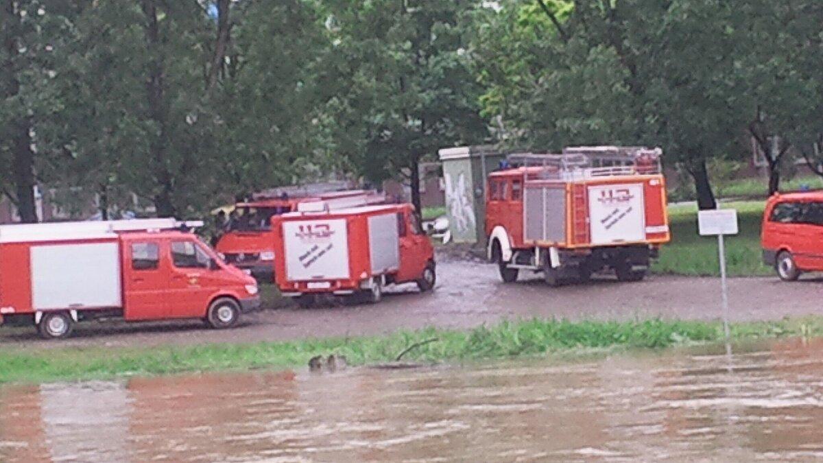 Überschwemmte Parks von dem Hochwasser. © Amt für Brand- und Katastrophenschutz