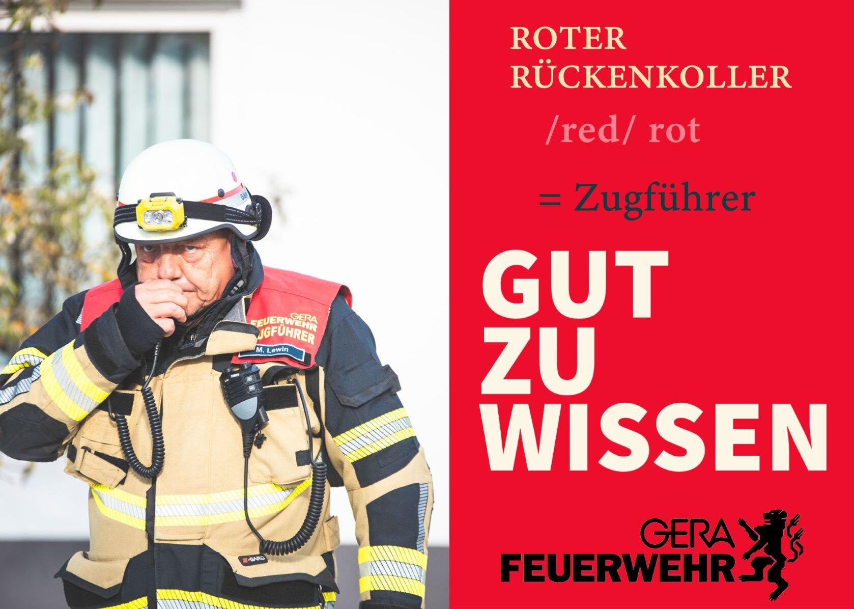 Gut zu Wissen: Rot ist der Zugführer. © Amt für Brand- und Katastrophenschutz