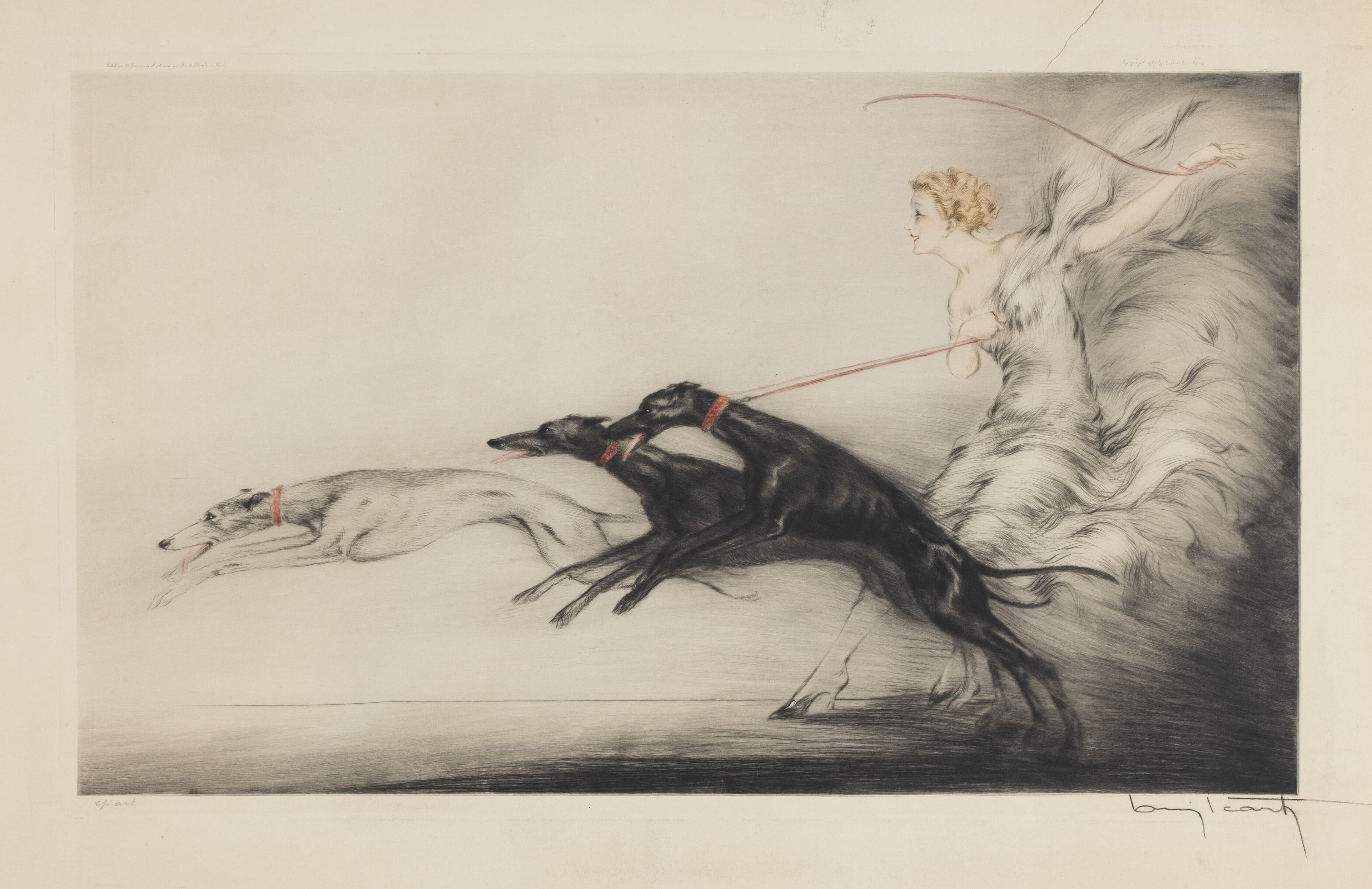 Louis Icart, Speed, 1927, Radierung, Aquatinta, Kolorierung. © Kunstsammlung Gera