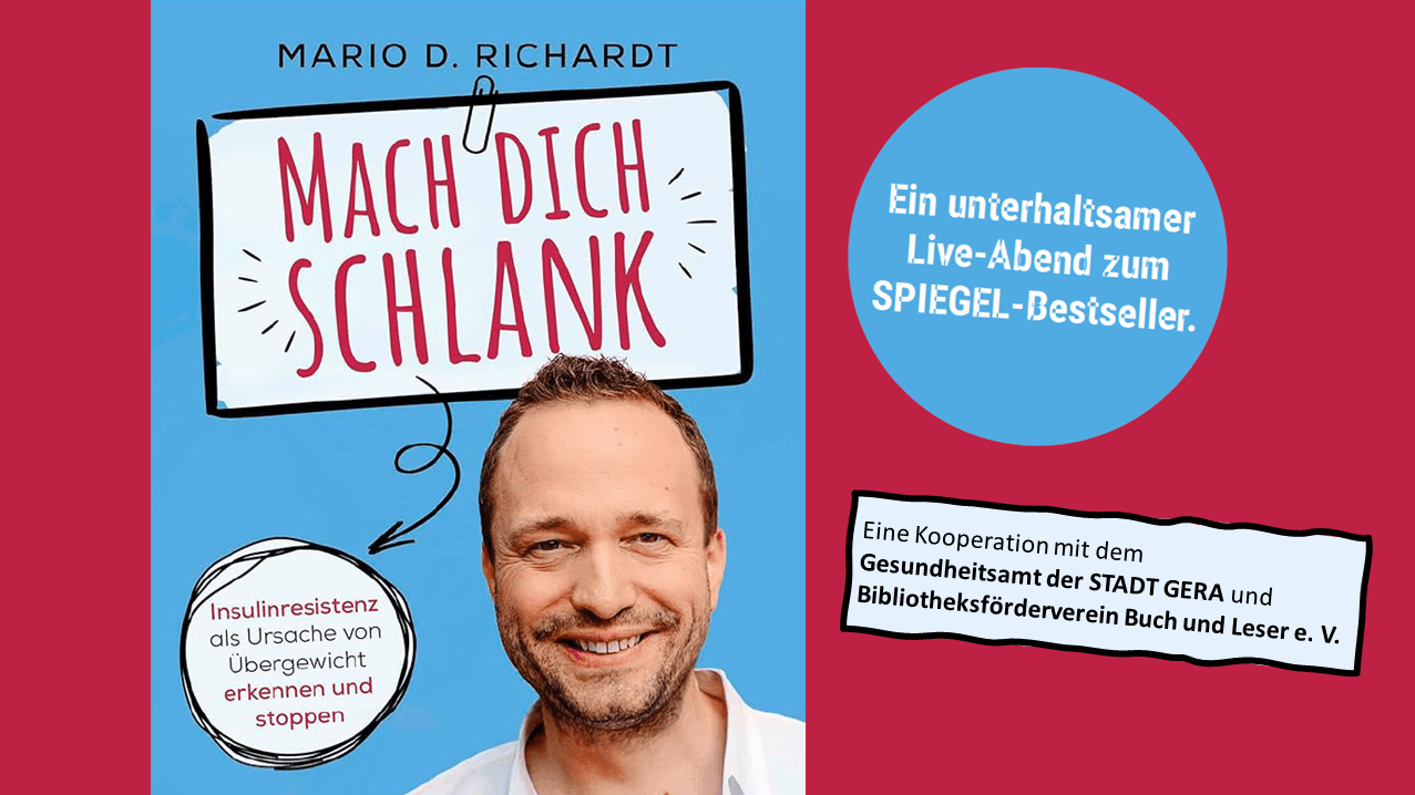 Mach dich schlank - Lesung mit Mario D. Richardt. © Knaur MensSana Verlag / Portrait Mario D. Richardt ©Samantha Fay