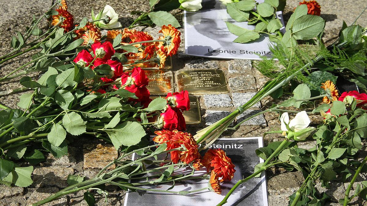Stolpersteine zur Erinnerung an die Opfer des Nationalsozialismus . © Stadt Gera