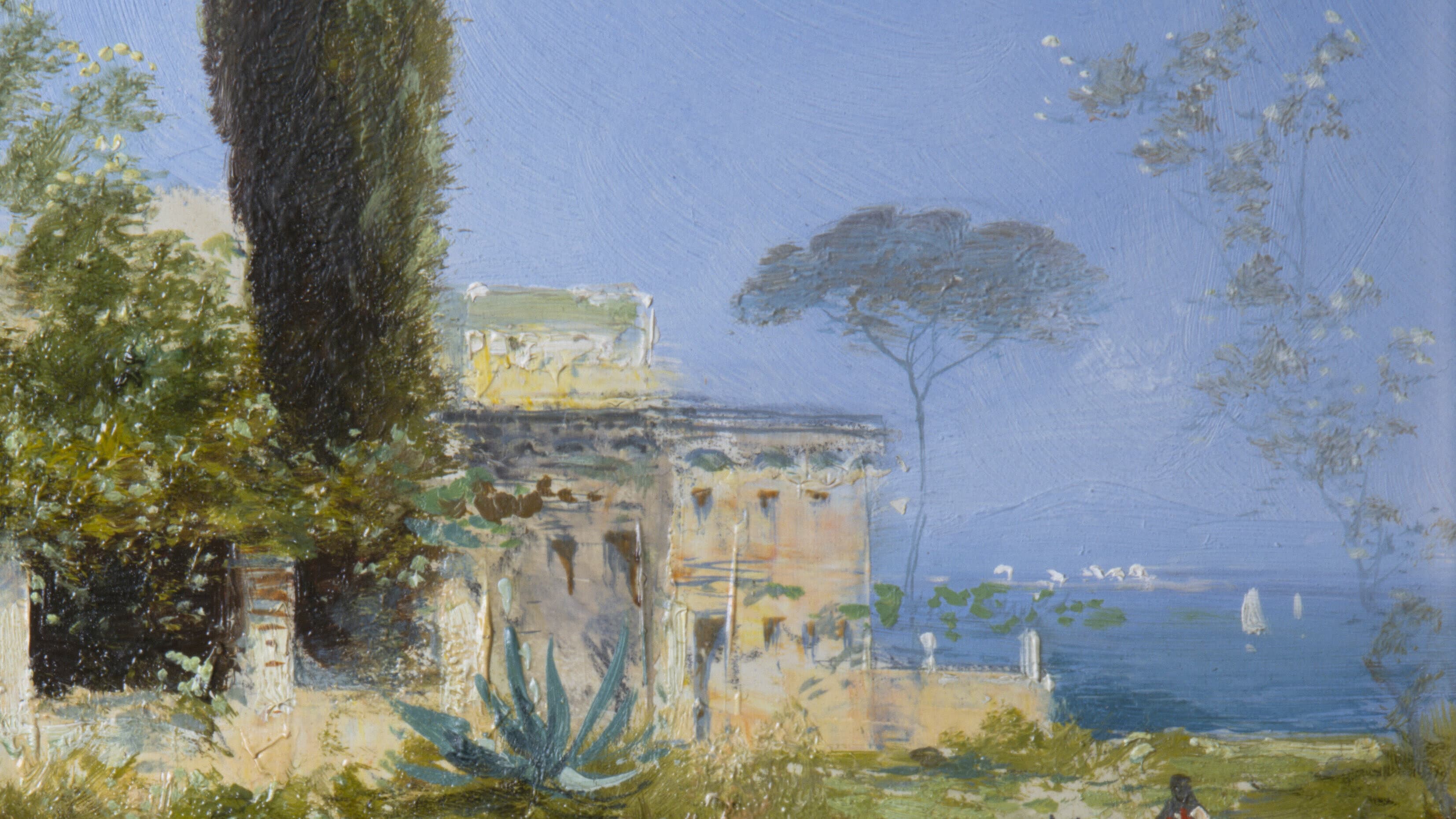 A. L. Terni (Georg Fischhof) Motiv auf Zante, um 1890, Öl auf Holz. © Kunstsammlung Gera