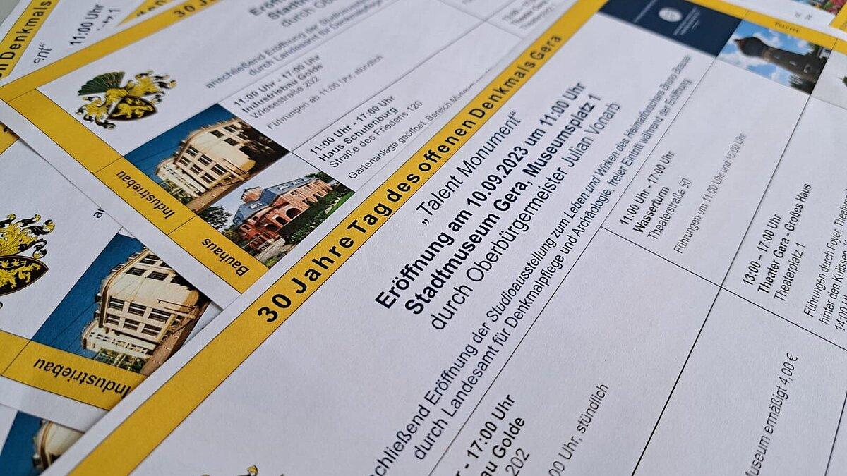 Das Programm zum Tag des offenen Denkmals 2023 in Gera. © Stadt Gera