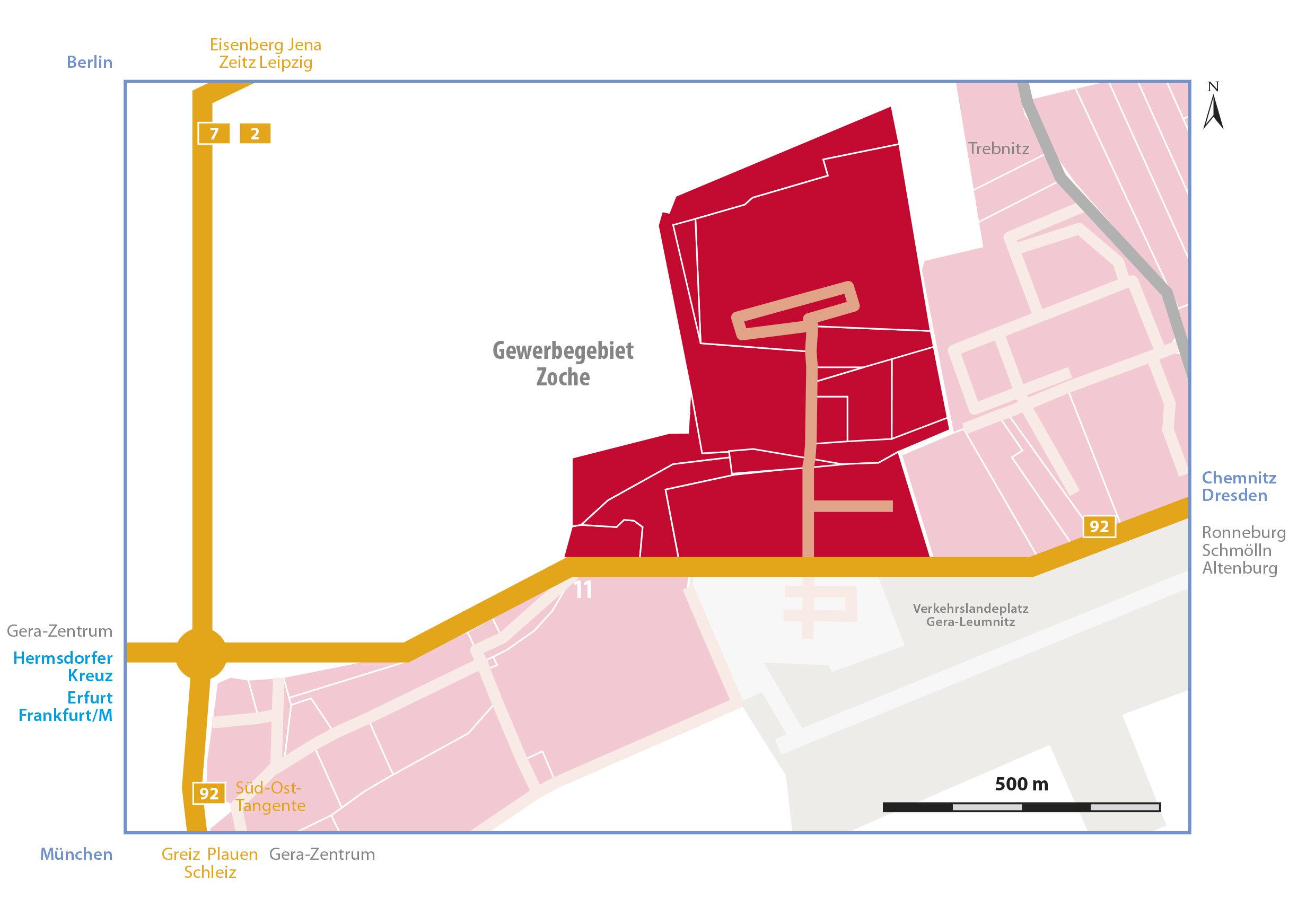 Eine Karte von dem Gewerbegebiet Zoche. © Raatz Marketing GmbH