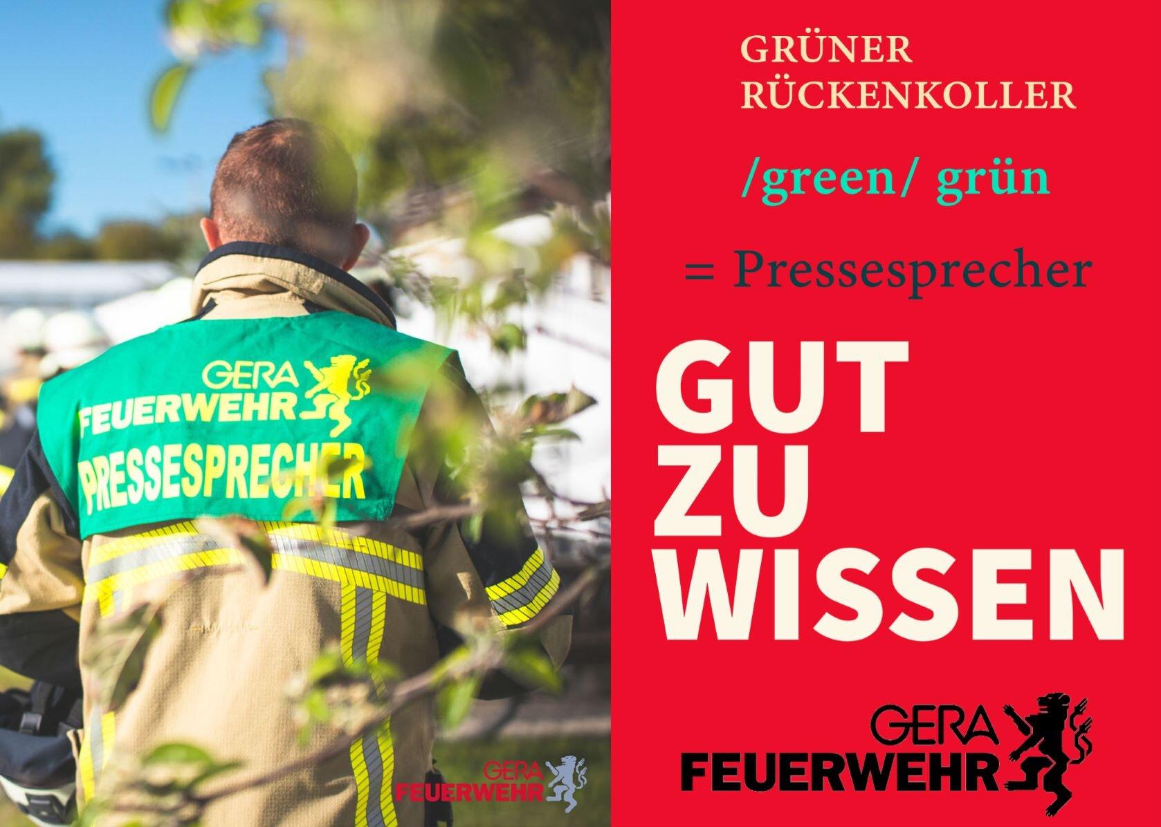 Gut zu wissen: Grün ist der Pressesprecher. © Amt für Brand- und Katastrophenschutz