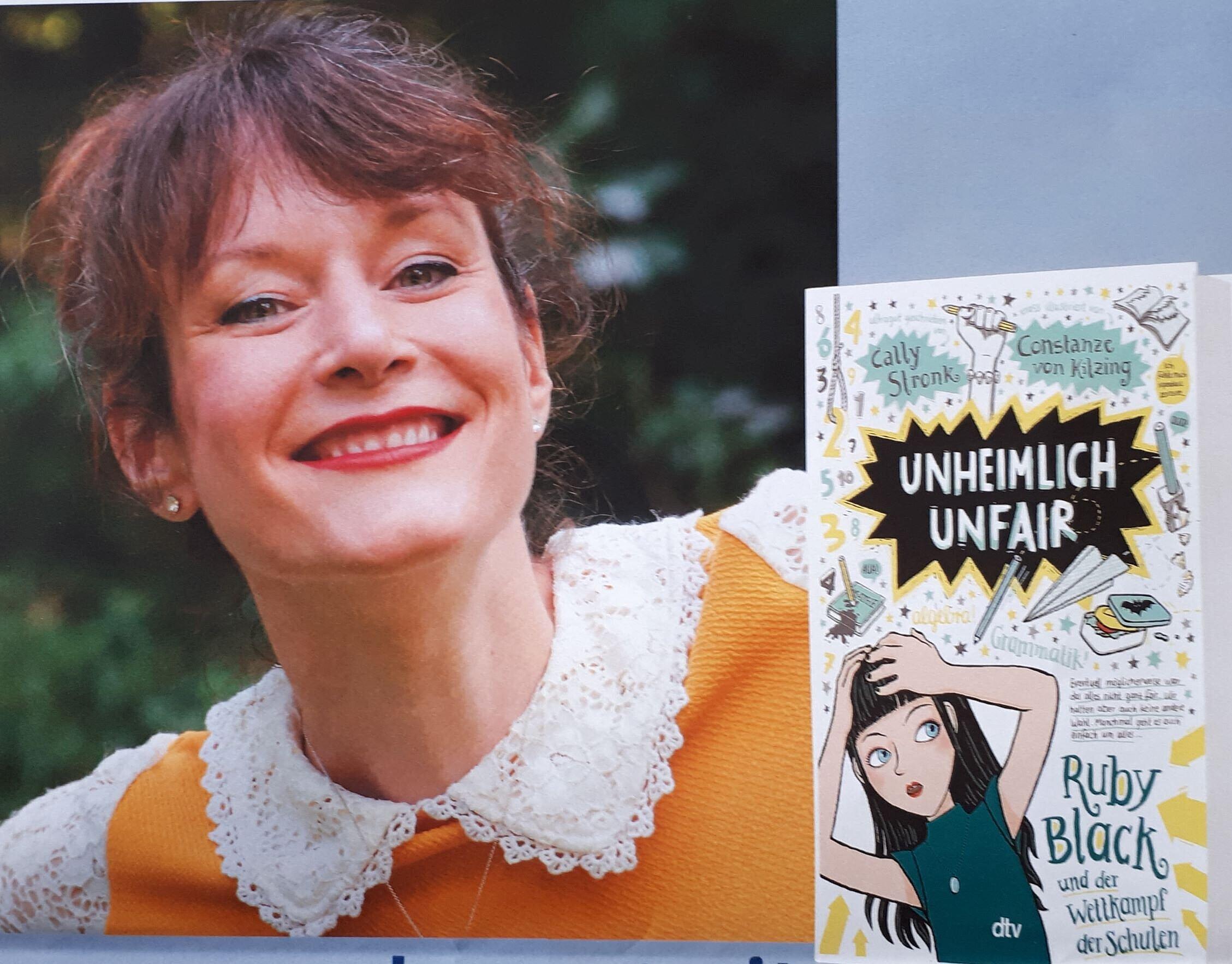 Cally Stronk und "Unheimlich unfair – Ruby Black und der Wettkampf der Schulen". © Julia Sinnhöfer, dtv Verlag 