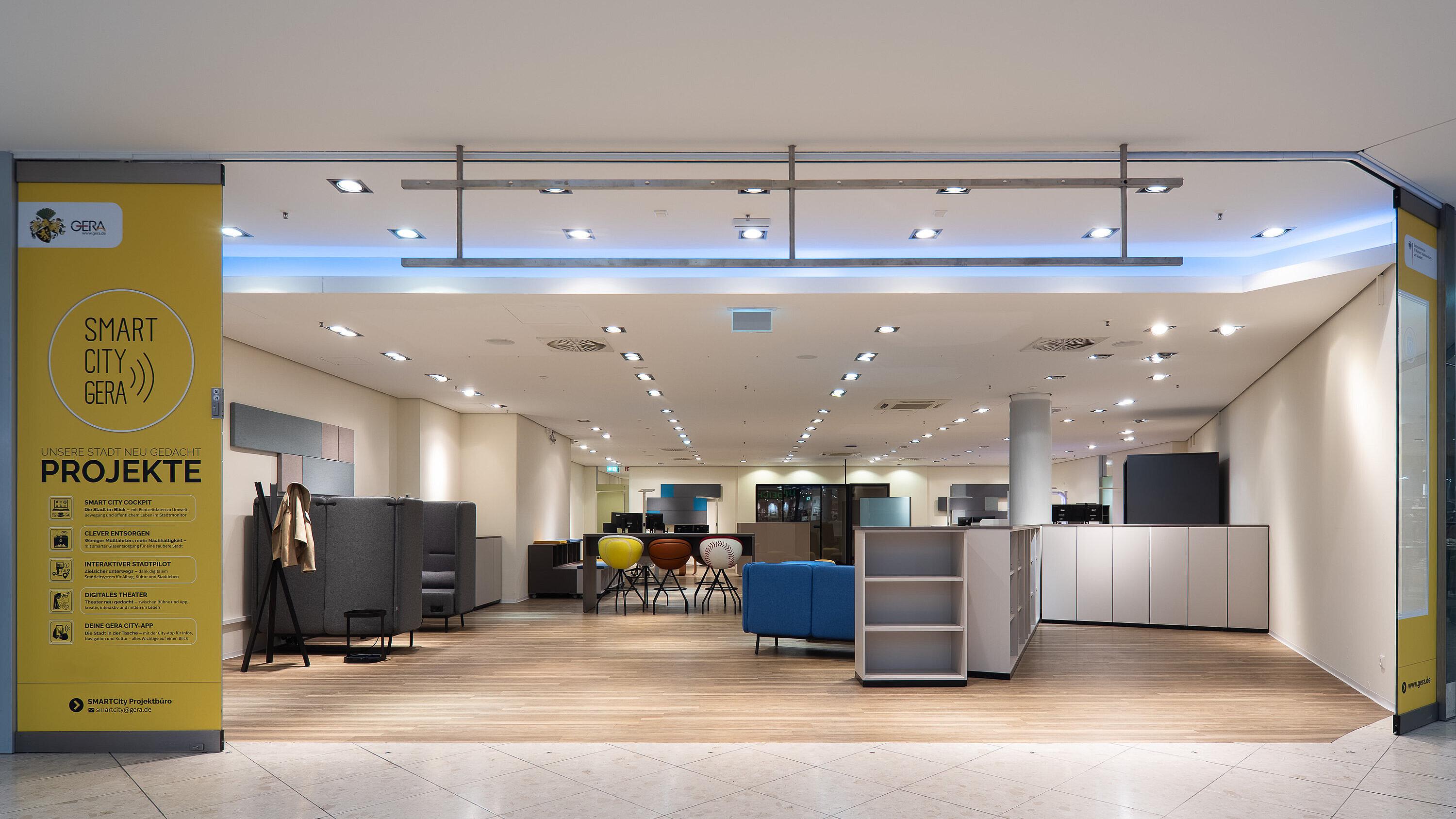 Außenansicht SMARTCity Studio in den Gera Arcaden. © Stadt Gera - SMARTCity