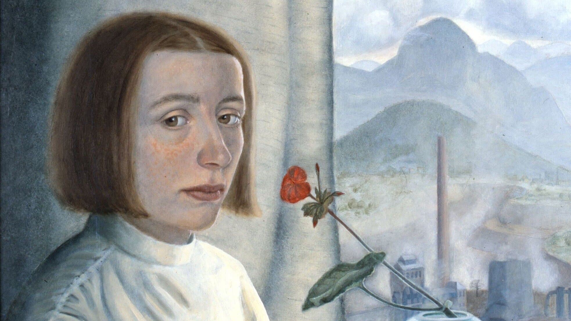 Erika Streit, Selbstbildnis mit Kugelvase, 1932, Öl auf Sperrholz. © Kunstsammlung Gera