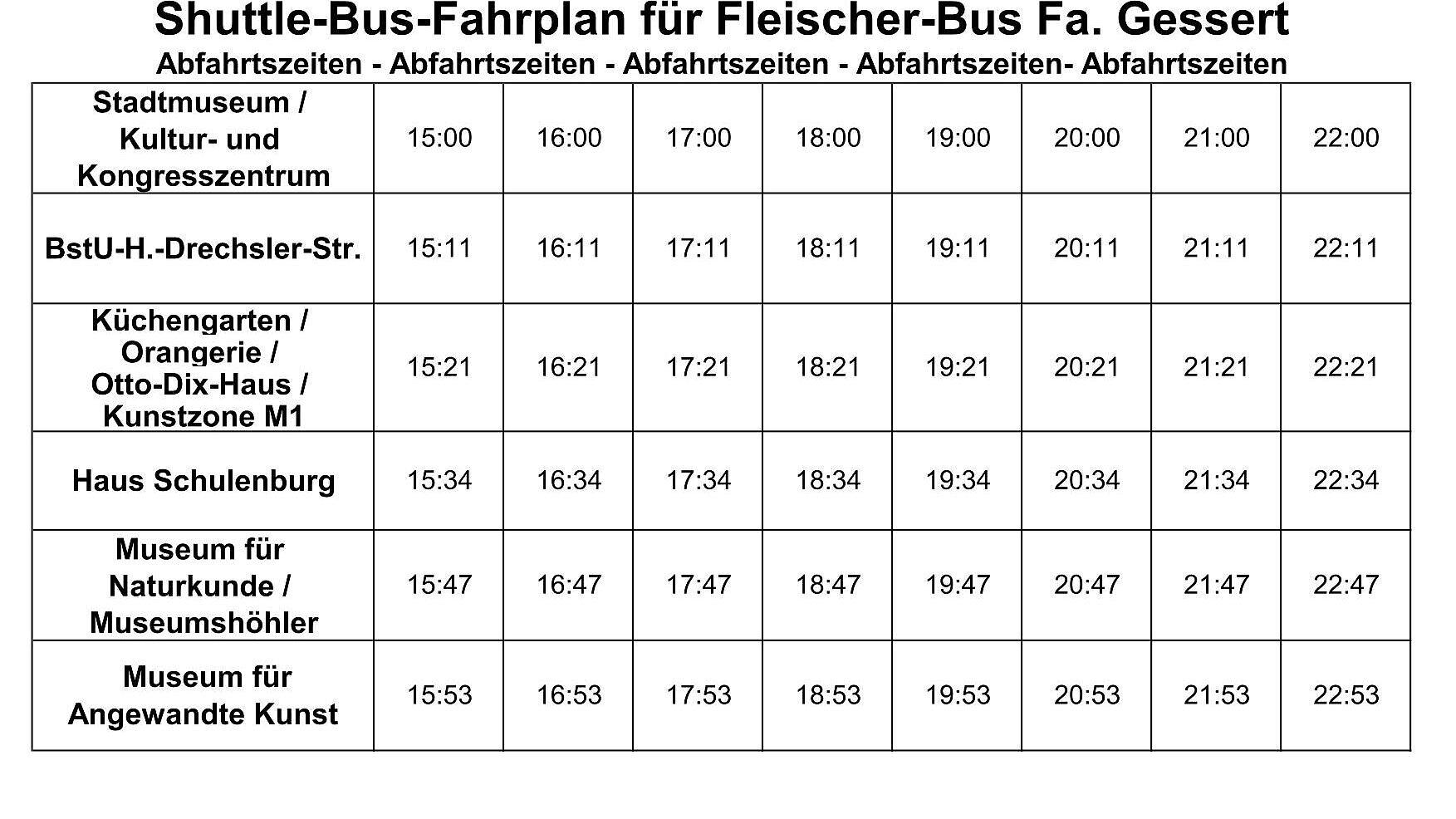 ShuttleFahrplan1-Museumsnacht. © Stadt Gera