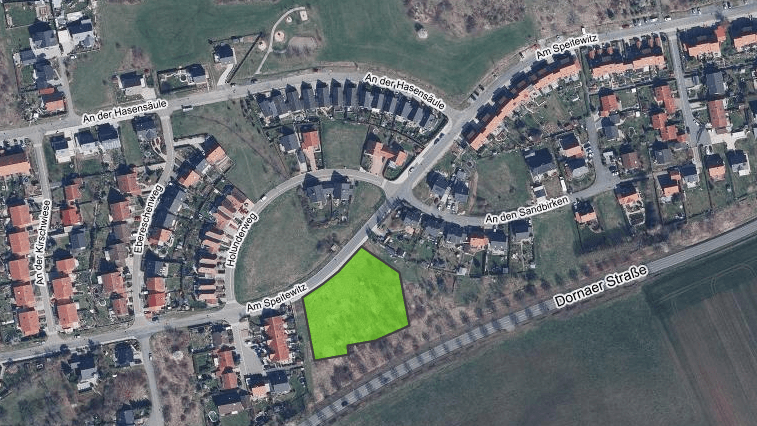 Luftbild Gemeinbedarfsfläche im Wohn- und Gewerbegebiet "Am Trebnitzer Kreuz". © Gaja Matrix