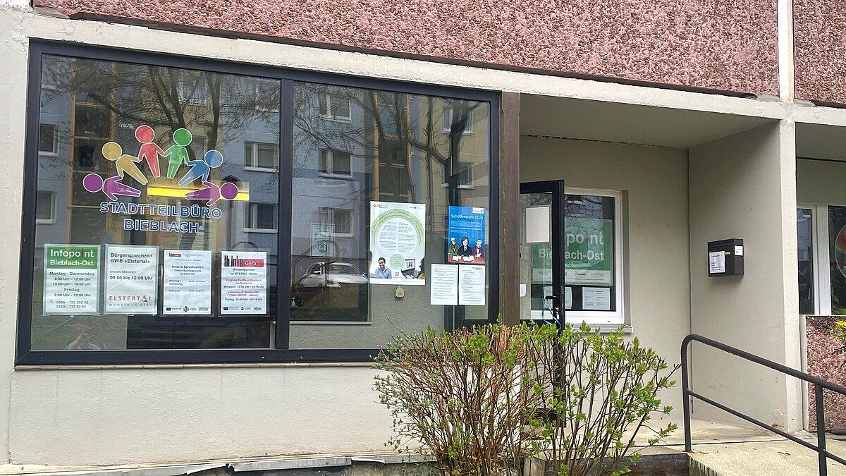 Das Stadtteilbüro Bieblach in der Leuchtenburgstraße 10.. © OTEGAU Arbeitsförderung- und Berufsbildungszentrum GmbH Ostthüringen/Gera