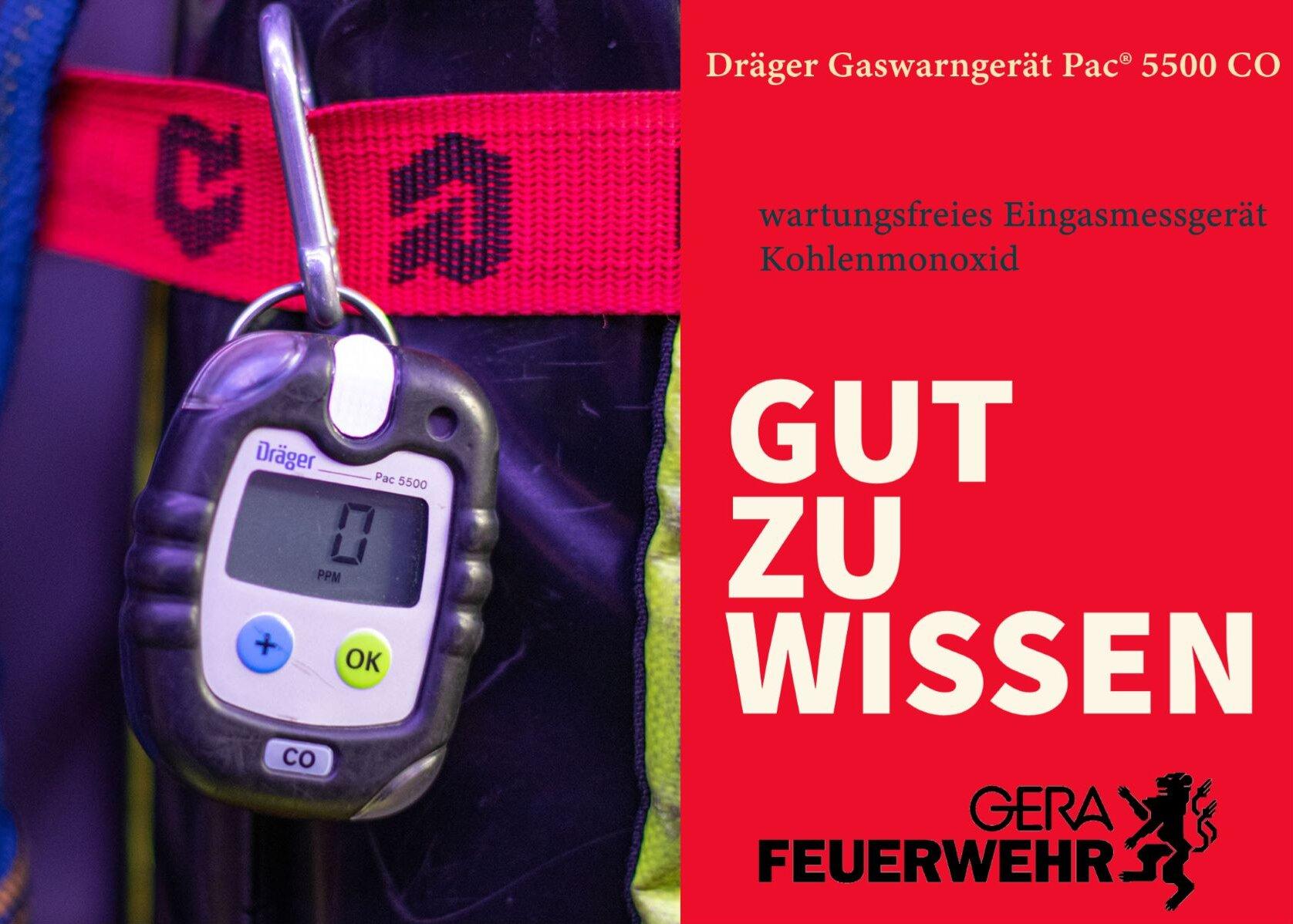 Gut zu Wissen: Dräger Gaswarngerät, ist ein Eingasmessgerät für Kohlenmonoxid. © Amt für Brand- und Katastrophenschutz