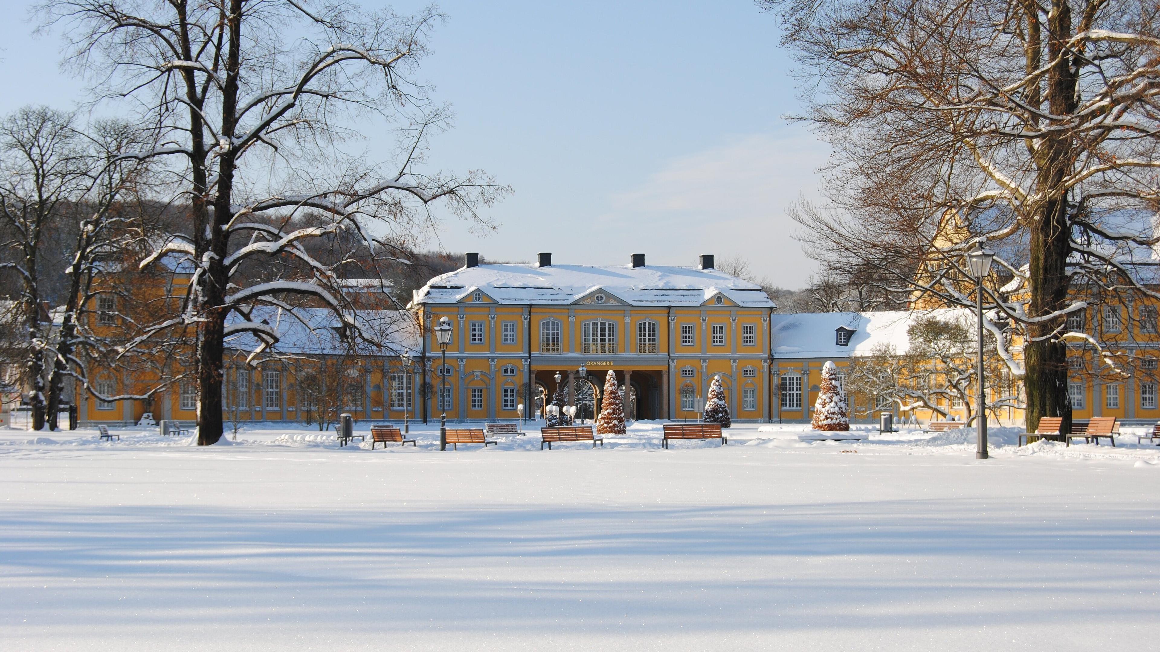 Orangerie und Küchengarten im Schnee. © Stadt Gera