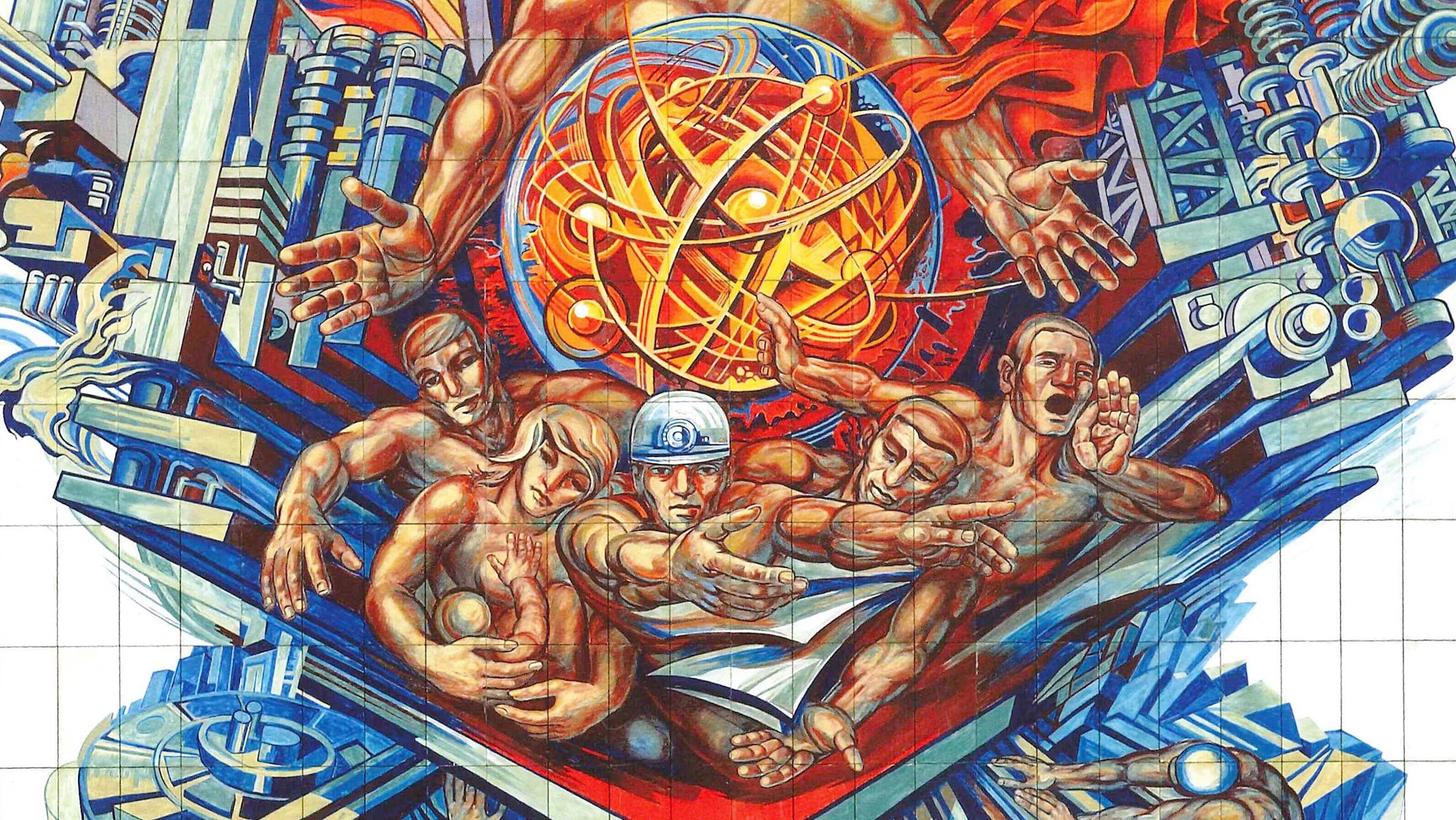 Die WISMUT-Kunst – ein Bildvortrag Geschichte, Kunstwerke und Künstler vorgestellt von Gunter Giermann. © Friedliche Nutzung der Atomenergie (Ausschnitt) von Werner Petzold - heutiger Standort bei Löbichau, Wismut GmbH Chemnitz