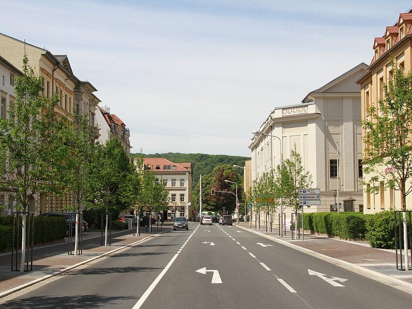 Blick entlang der Clara-Zetkin-Straße