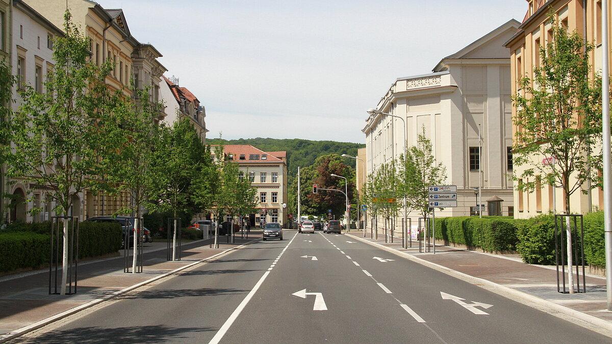 Blick entlang der Clara-Zetkin-Straße. © Stadt Gera