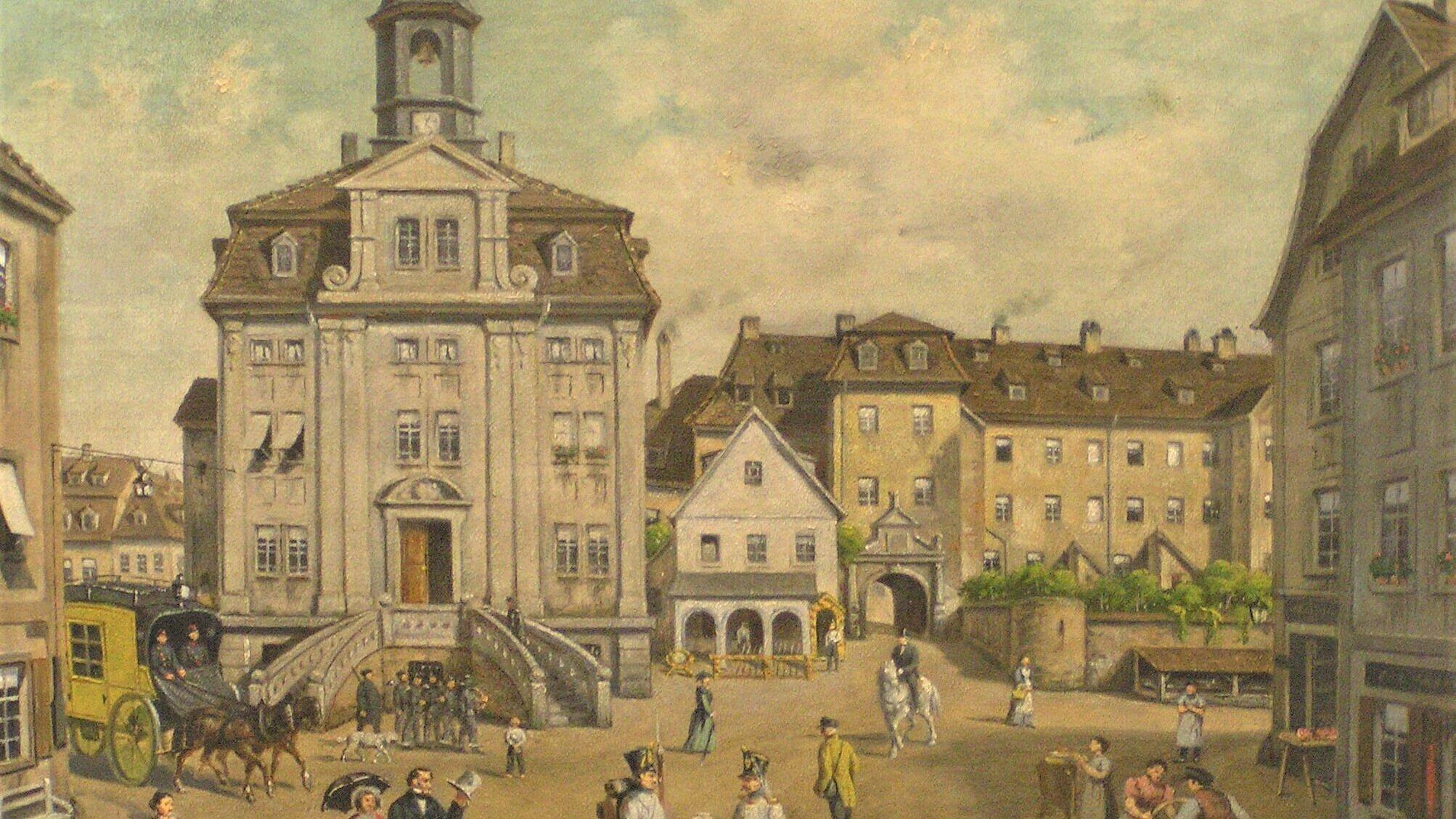 Das Zucht- und Waisenhaus in den 1830er Jahren, Gemälde von Theodor Fischer, 1904. © Stadt Gera / Stadtmuseum