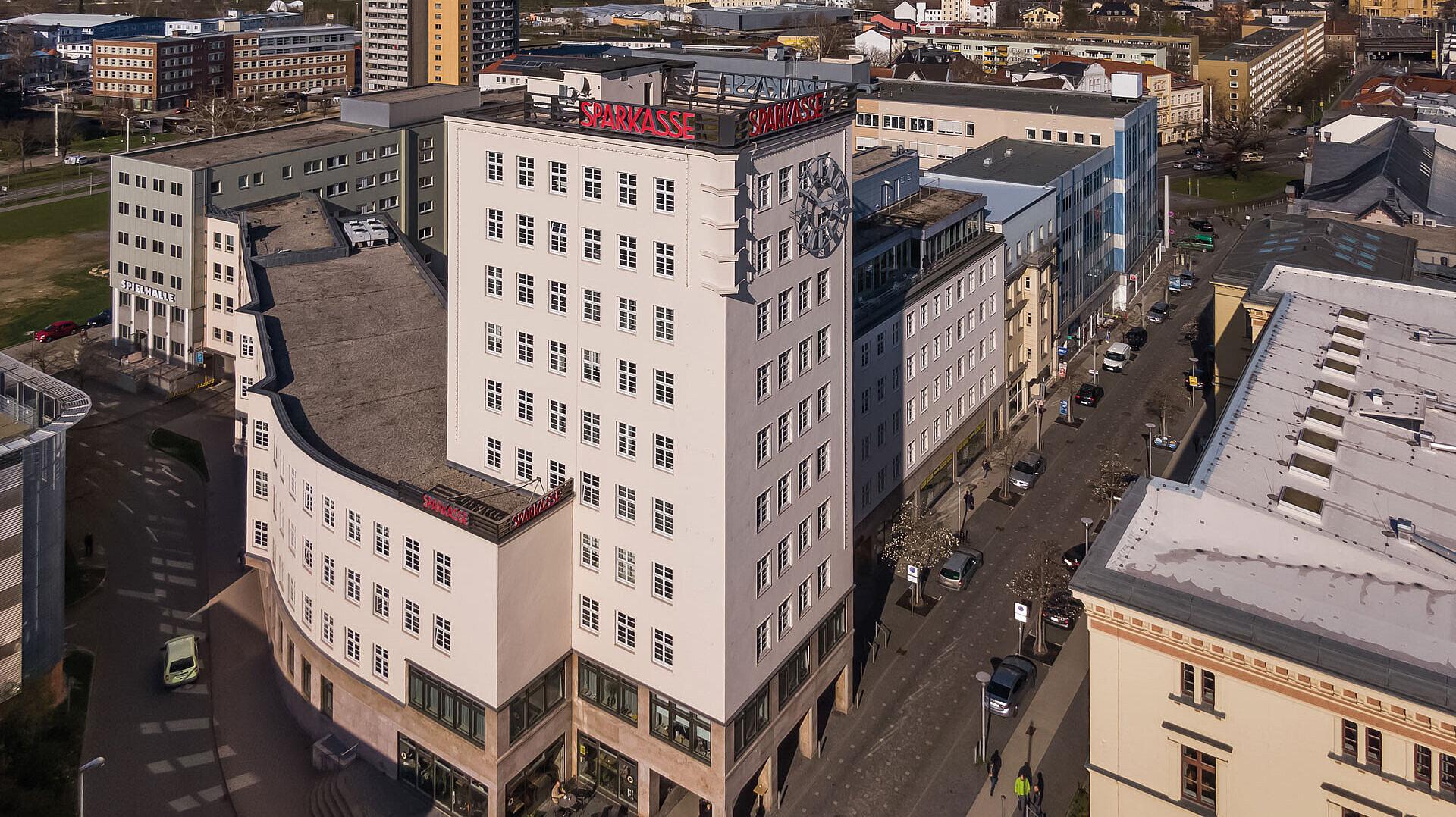 Luftbild der Sparkasse