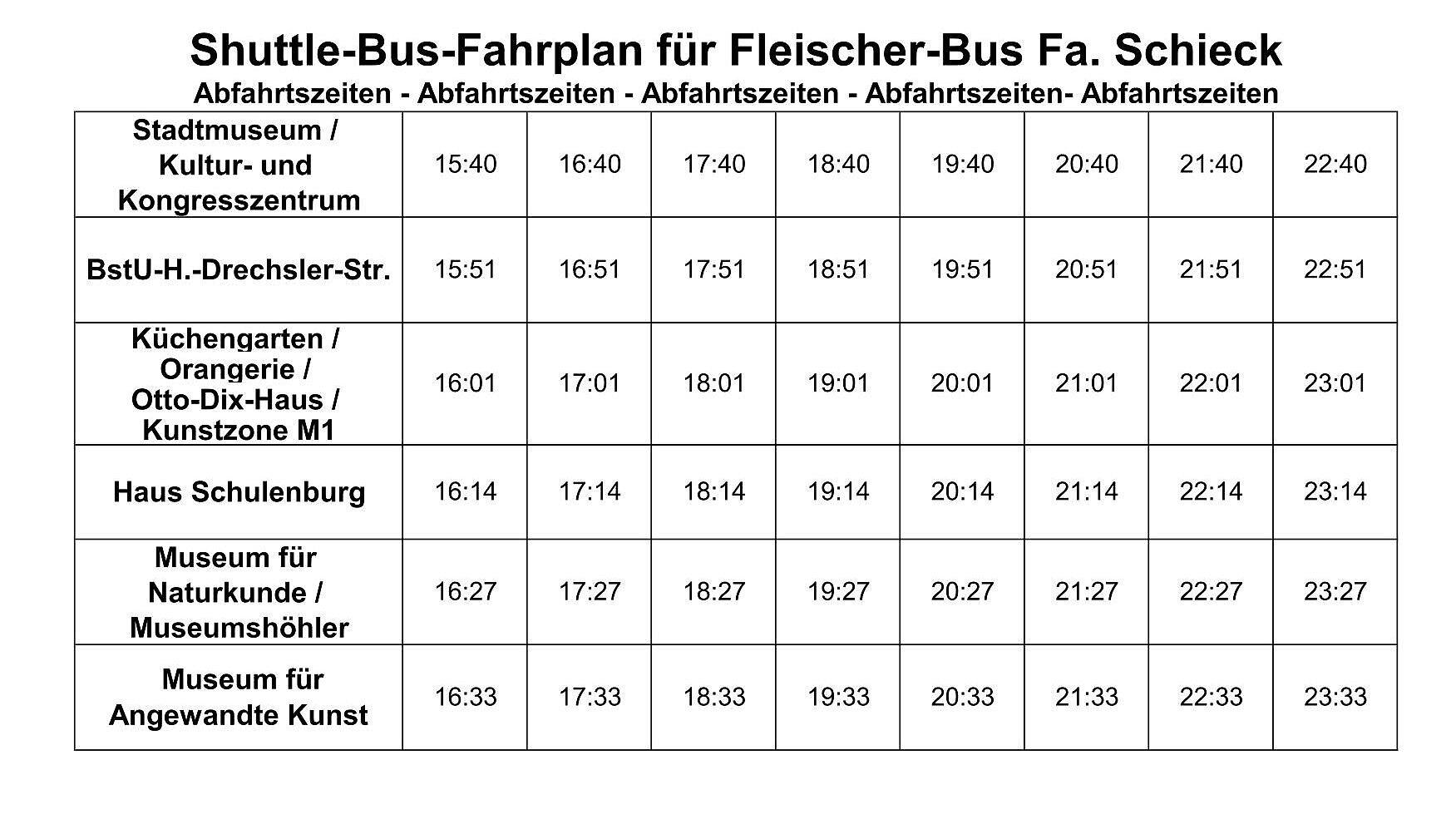 ShuttleFahrplan2-Museumsnacht. © Stadt Gera