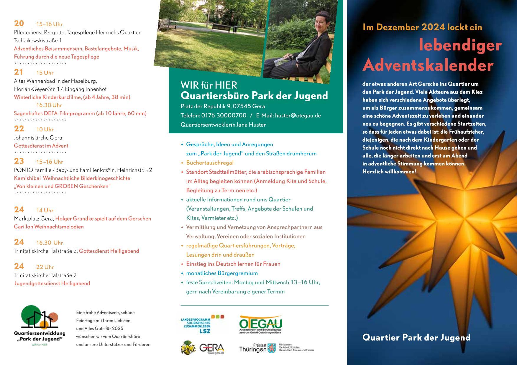 Eine Broschüre mit der Ankündigung eines Adventskalenders.. © OTEGAU