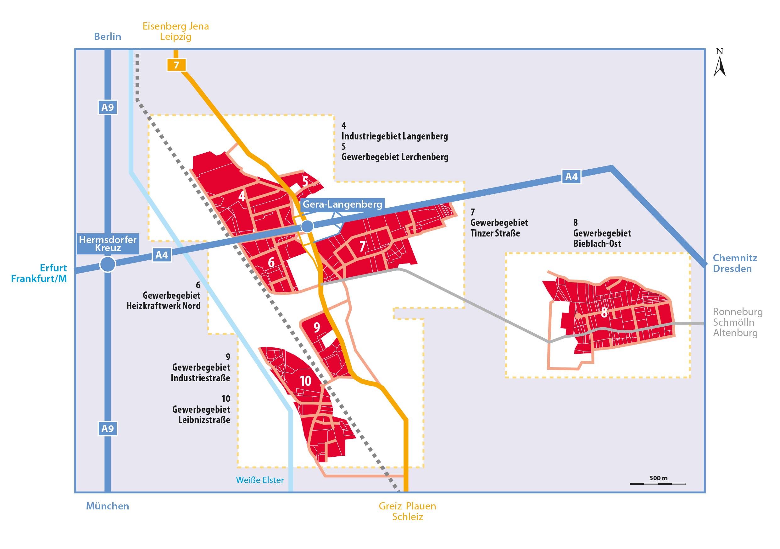 Der Wirtschaftsraum Nordkreuz mit dem Gewerbegebiet Industriestraße an den sich das Gebiet Industriestraße anschließt . © Raatz Marketing GmbH