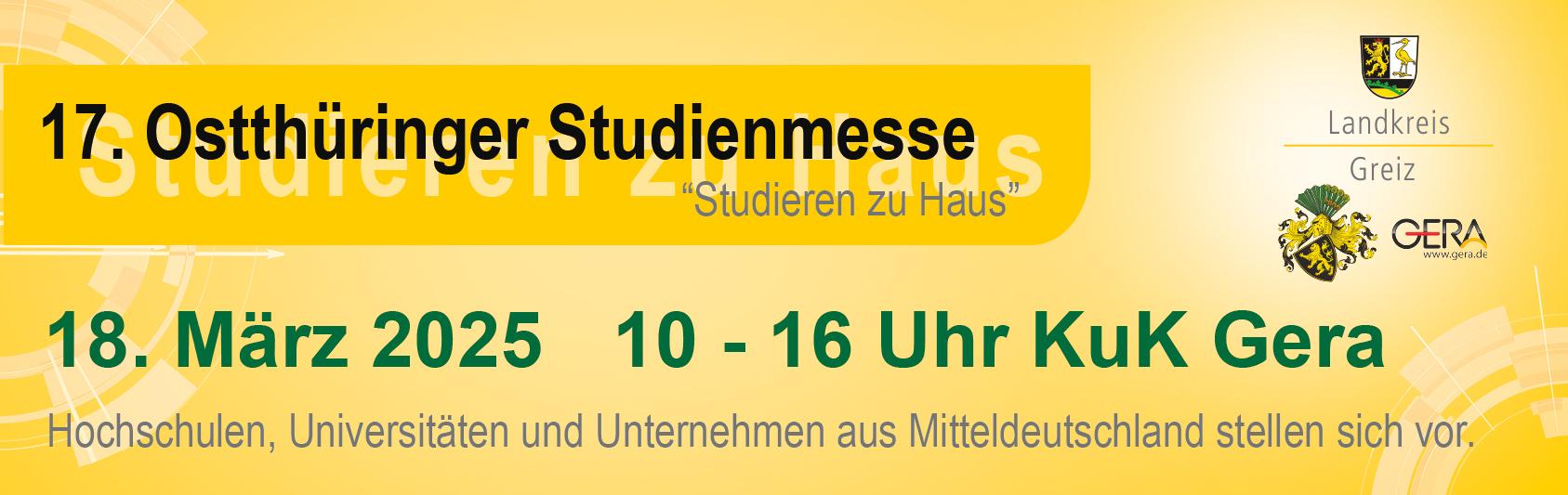 Information zur Ostthüringer Studienmesse für den 18. März 2025. © Stadt Gera