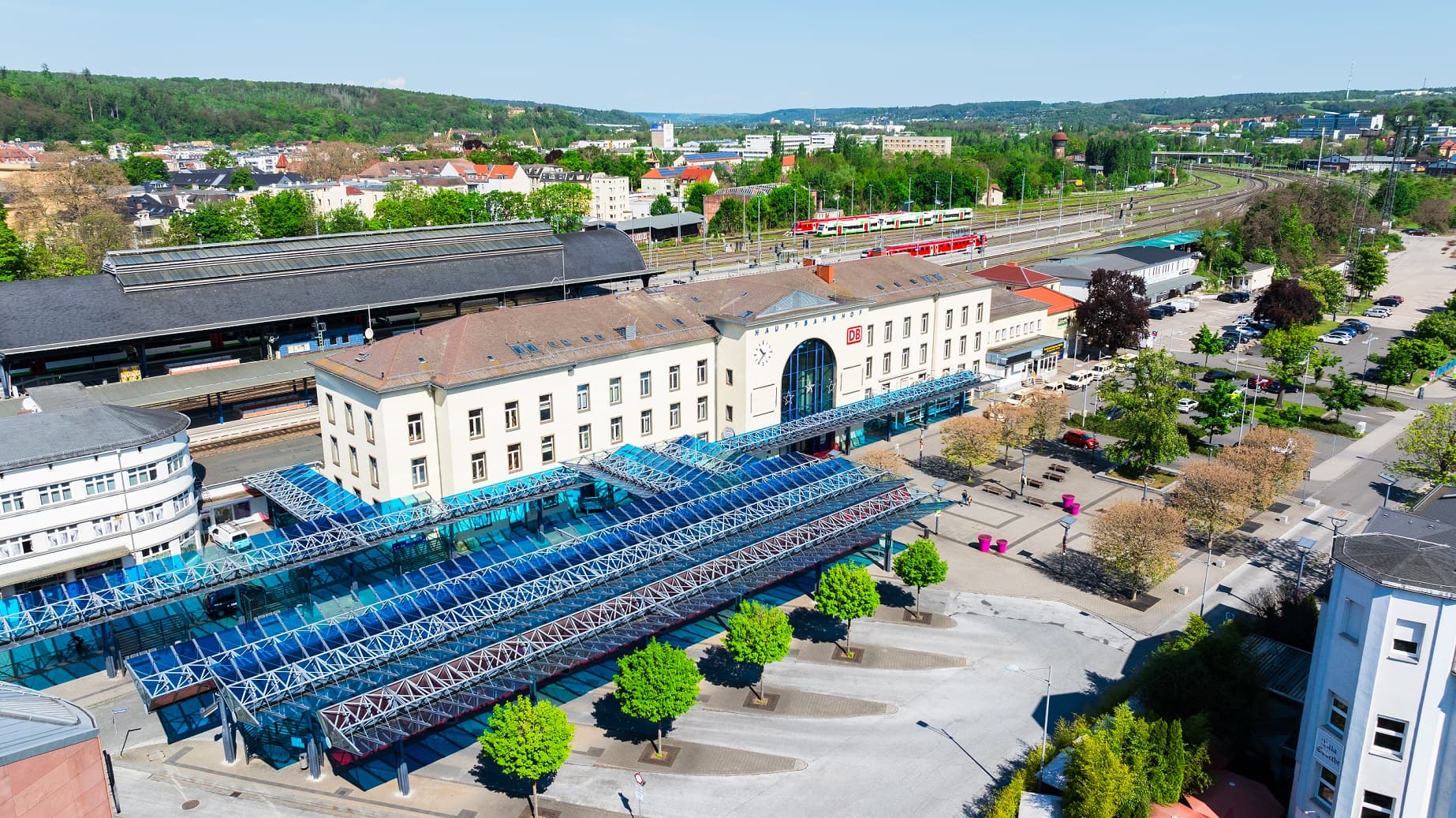 Eine Luftaufnahme des Hauptbahnhofes.. © bw.pictures/Stadt Gera