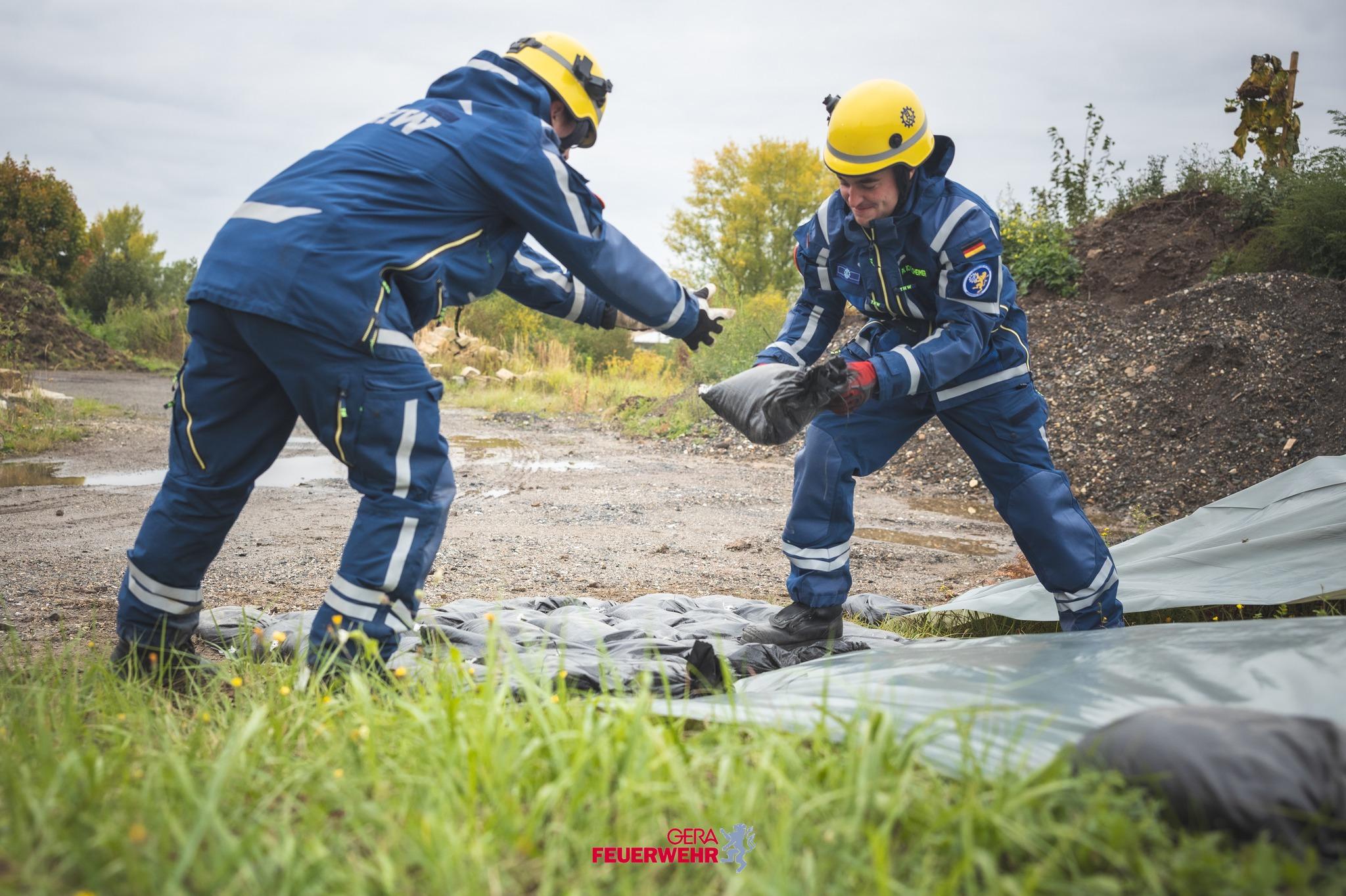 Hochwasserschutzübung. © Amt für Brand- und Katastrophenschutz