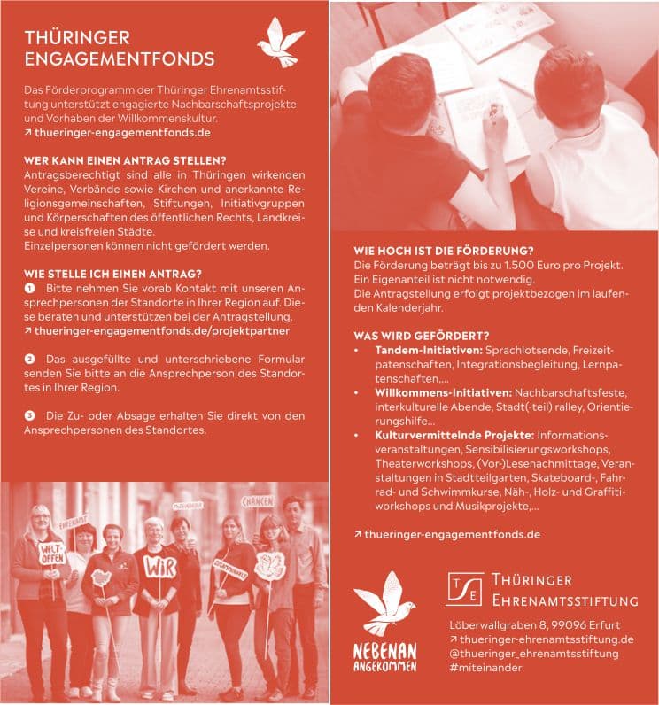 Fondsbeileger von 2025. © Thüringer Ehrenamtsstiftung