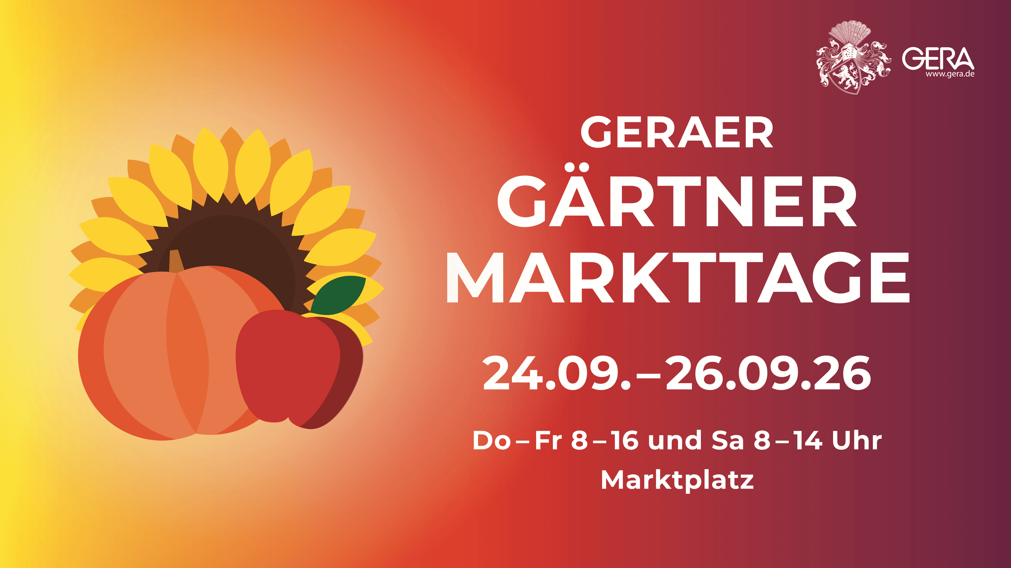 Gärtnermarkttage Herbst 24.09.-26.09.2026. © Stadt Gera