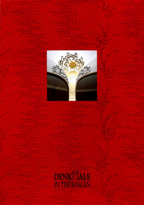 Rückseite der Publikation mit Detailfoto Schablonierungsmalerei im Theatersaal. © Stadt Gera