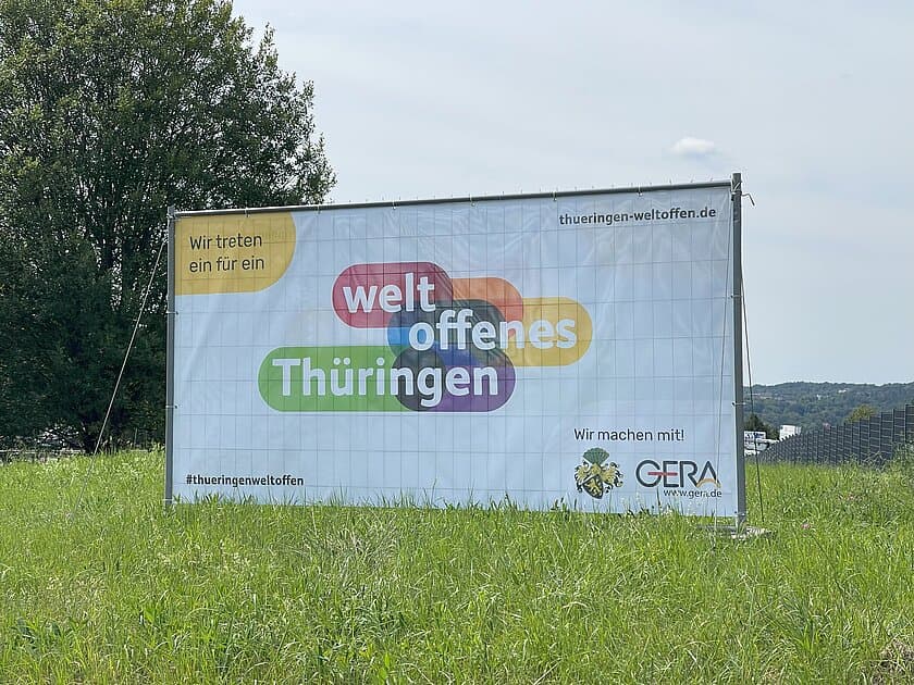 Banner für Aktion "Weltoffenes Thüringen". © Privat