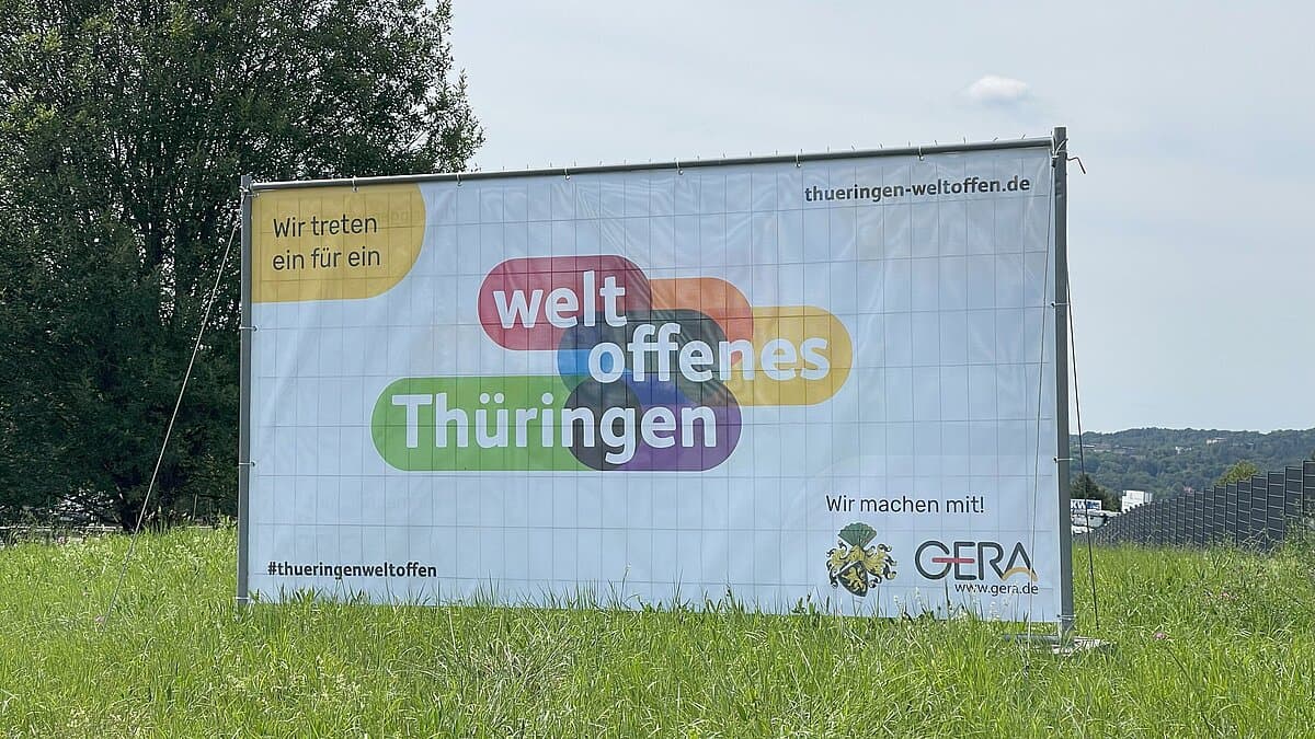 Banner für Aktion "Weltoffenes Thüringen". © Privat