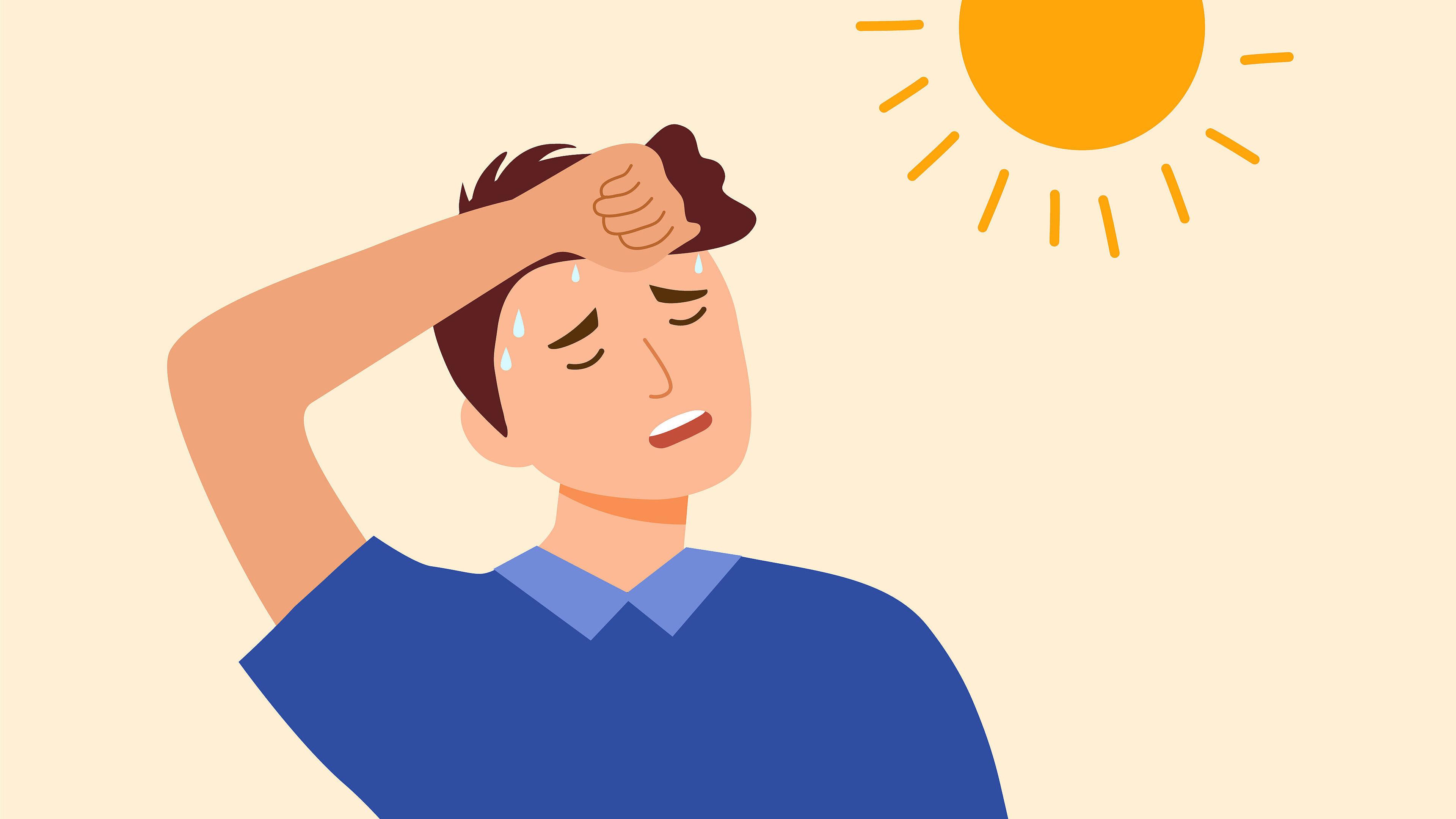 Bild mit Mann in der Sonne der schwitzt.. © stock.adobe.com