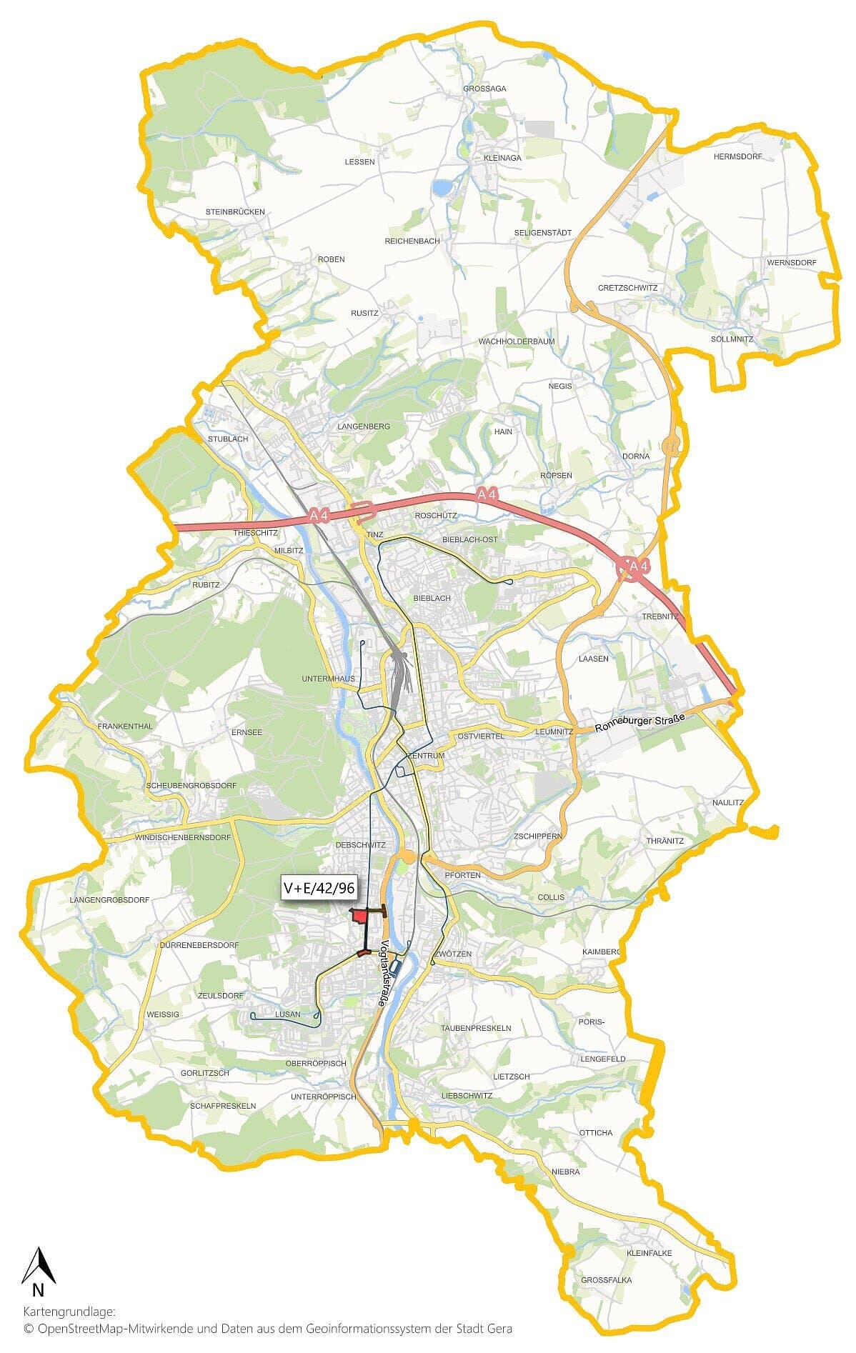 Übersichtsplan Geltungsbereich. © Stadtverwaltung Gera