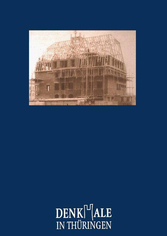 Rückseite der Publikation mit historischem Foto während des Baus der Schule in Zwötzen. © Stadt Gera