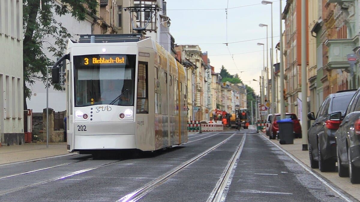 Wiesestraße mit Baustelle. © Stadt Gera