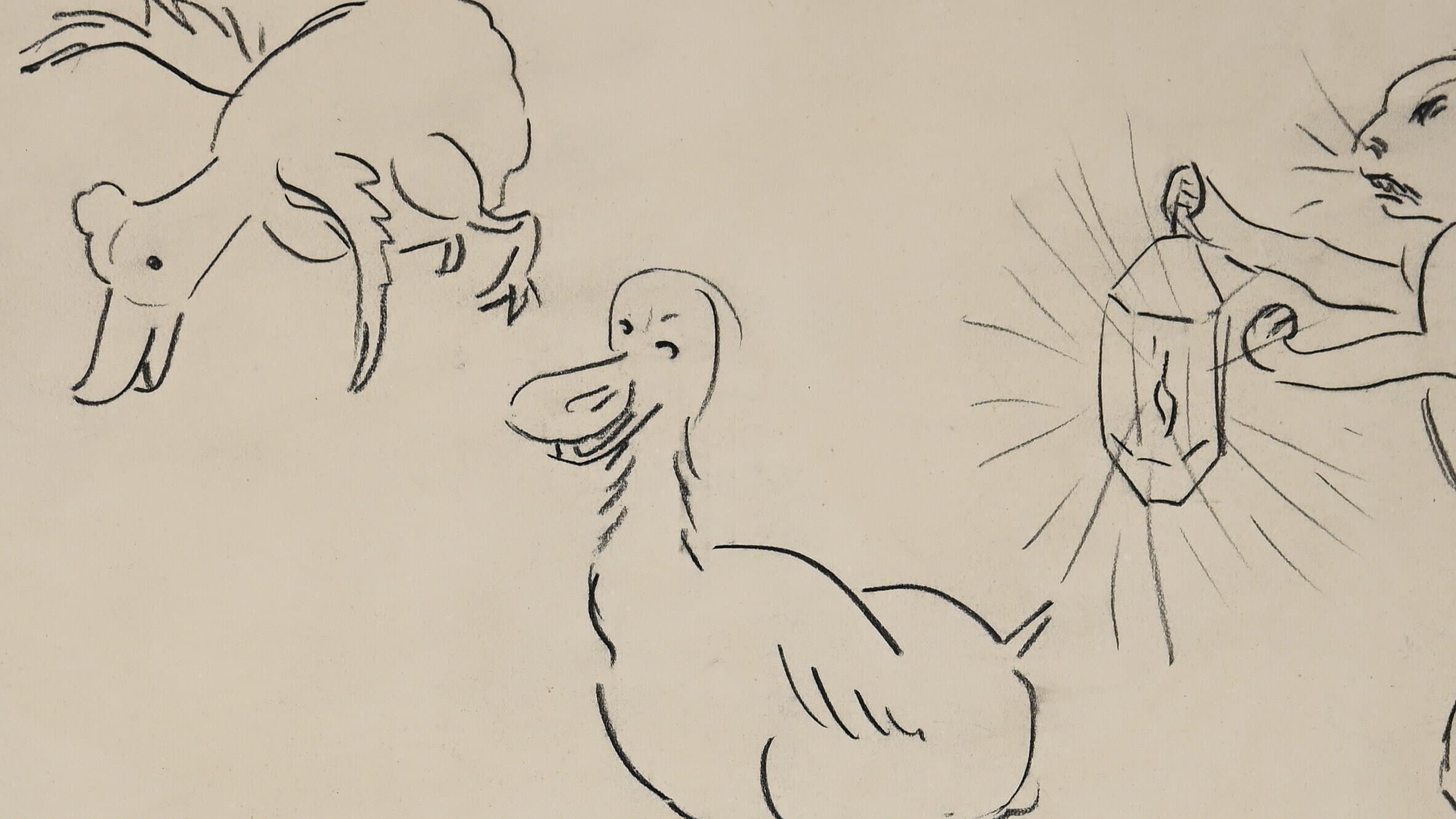 Paul Neidhardt, Federvieh und Hase, Bleistift. © Kunstsammlung Gera