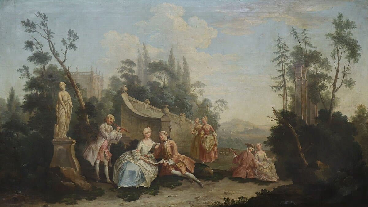 Unbekannter Künstler, Galantes Fest, 18. Jh., Öl auf Leinwand | Kunstsammlung Gera. © Stadt Gera / Kunstsammlung