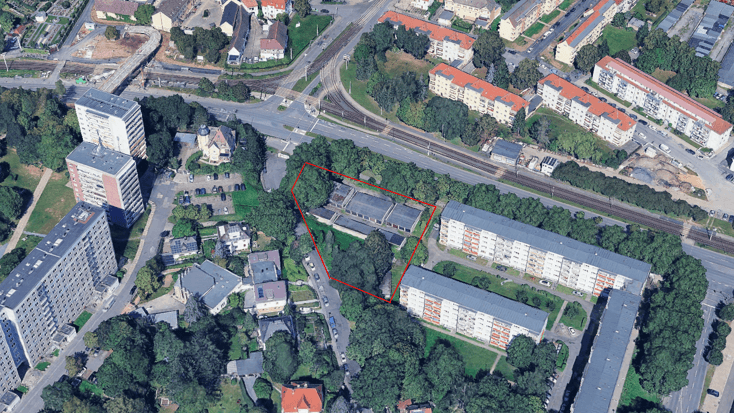 Luftbild Garagenkomplex "An der Weidenstraße" in Gera-Lusan. © SV Gera