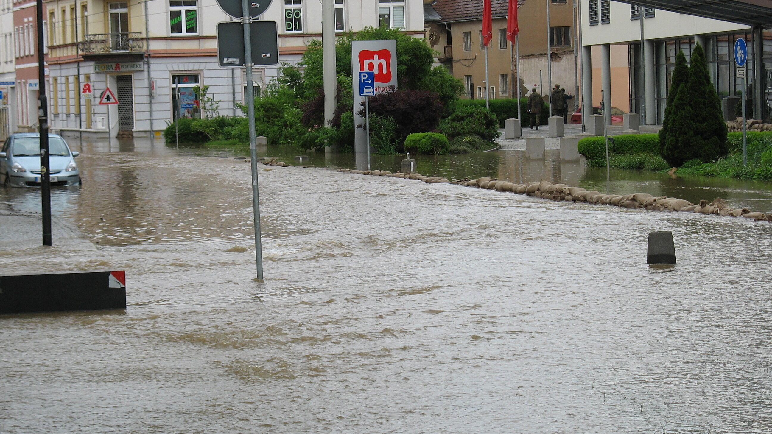 Untermhaus während des Hochwassers 2013