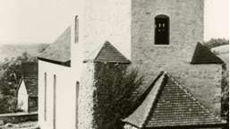 Die Kirche von Thränitz; Aufnahme aus den achtziger Jahren (aus der Ausstellung zur 750-Jahr-Feier)