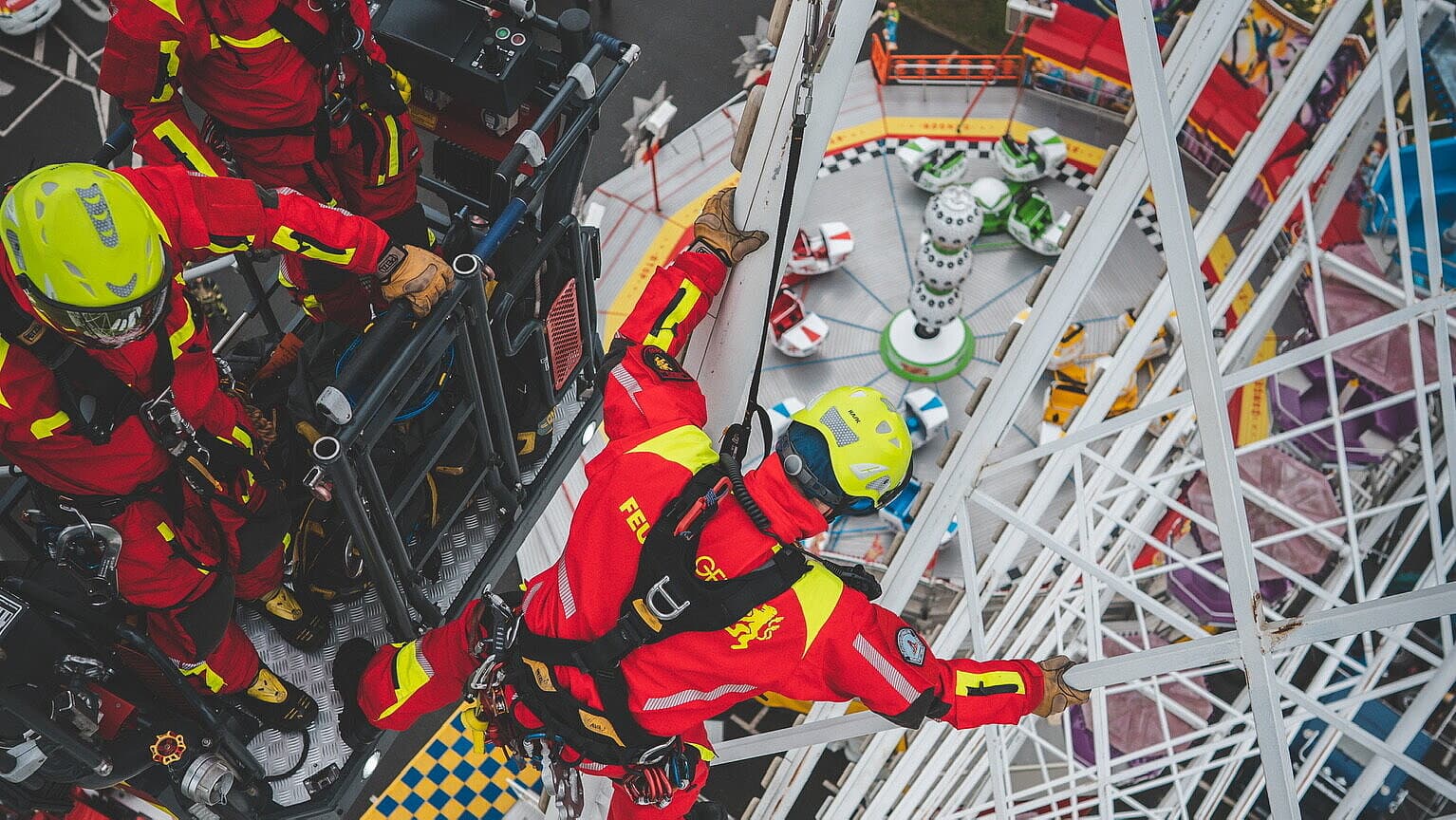 Übung der Feuerwehr am Riesenrad. © Stadt Gera
