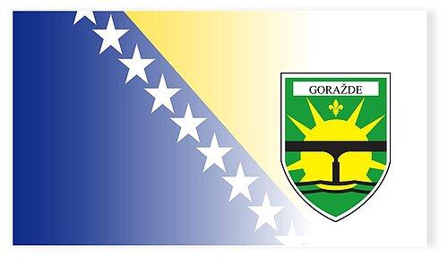 Wappen Goražde auf Landesflagge