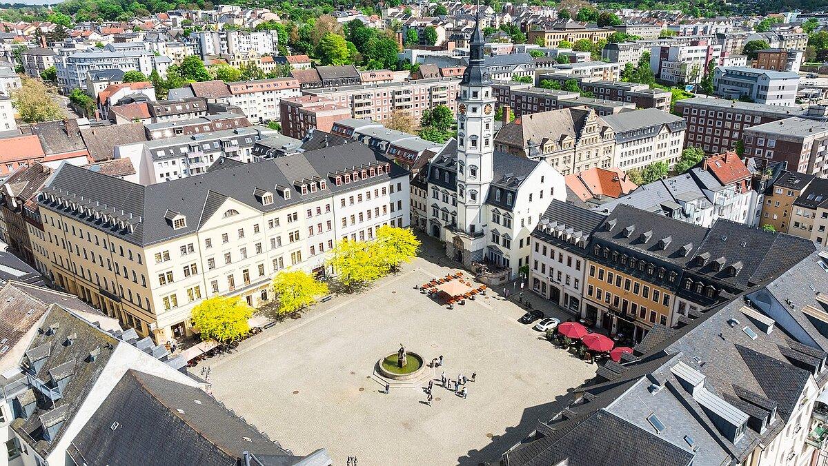 Eine Luftaufnahme vom Marktplatz.. © Stadt Gera